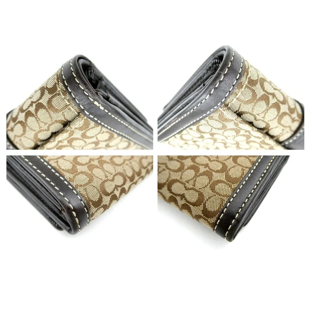 Coach Soho Signature Khaki Brown Mini C Small Trifold Wallet